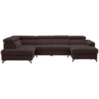 WOHNLANDSCHAFT Dunkelbraun Struktur  - Dunkelbraun/Schwarz, Design, Textil/Metall (203/327/177cm) - Stylife