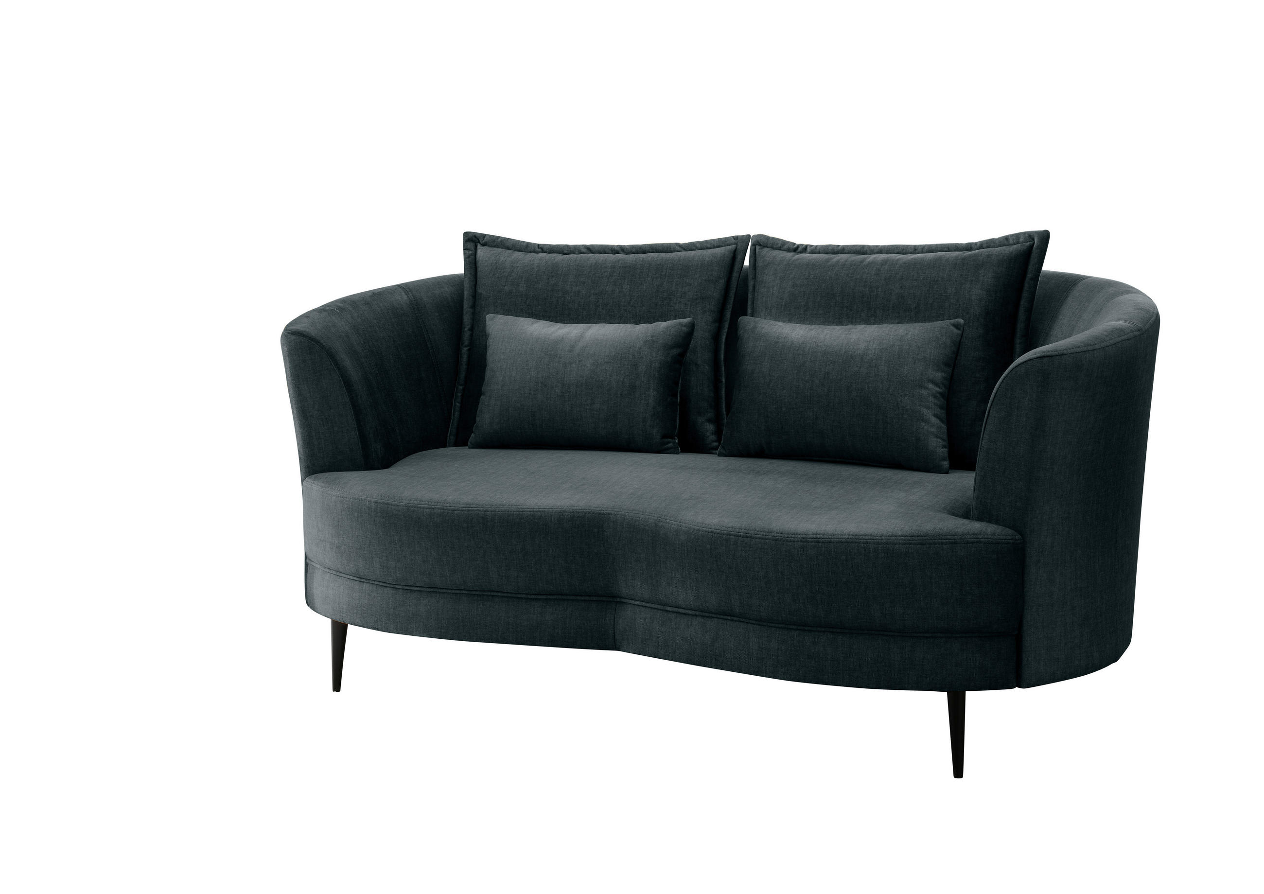 2-SITZER-SOFA Velours Blau  - Blau/Schwarz, MODERN, Textil/Metall (179/85/101cm) - Livetastic