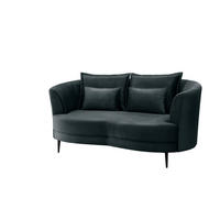 2-SITZER-SOFA in Velours Blau  - Blau/Schwarz, Modern, Textil/Metall (179/85/101cm) - Livetastic