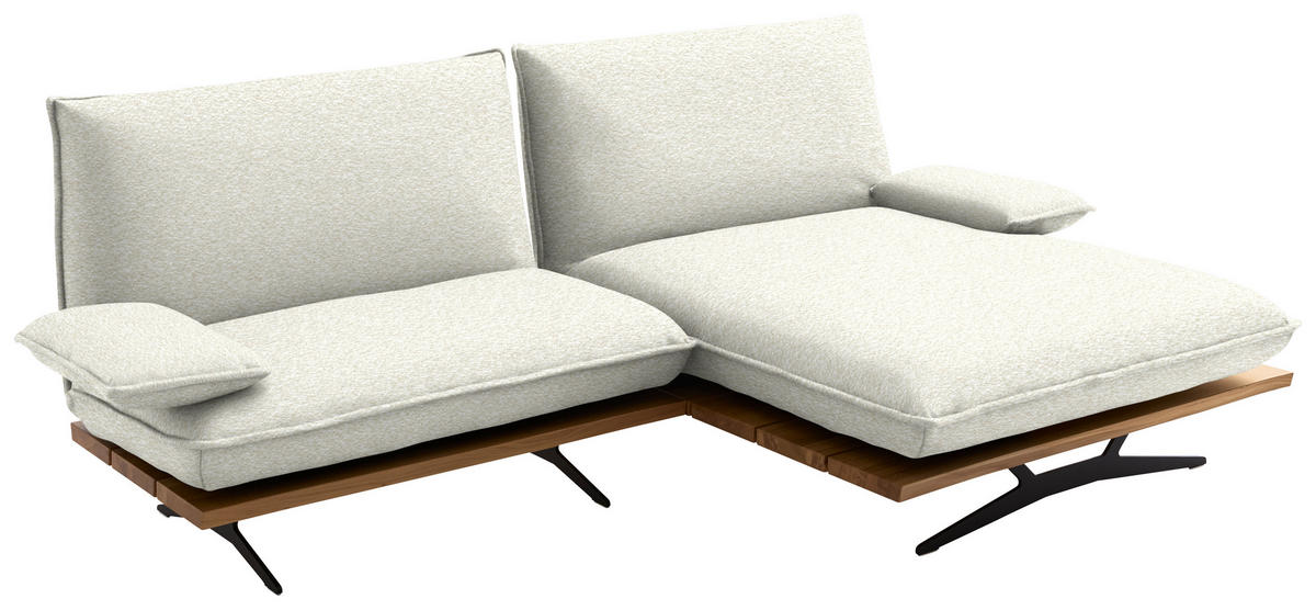ECKSOFA Chenille, Flachgewebe Creme, Wildeiche  - Wildeiche/Creme, Design, Holz/Textil (284/161cm) - Koinor