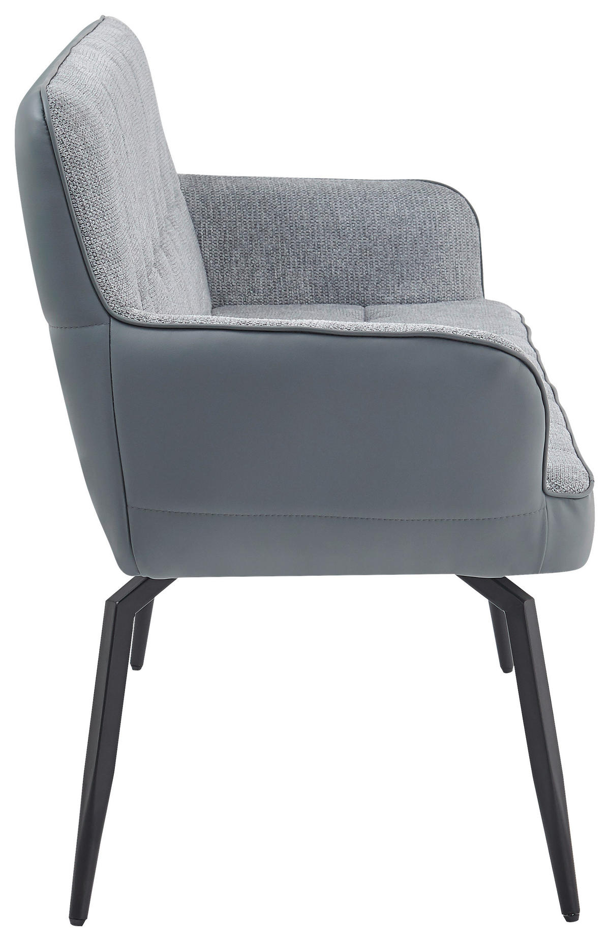 SITZBANK 161/90/61 cm Lederlook, Leinenoptik Hellgrau, Dunkelgrau  - Dunkelgrau/Hellgrau, MODERN, Textil/Metall (161/90/61cm) - Livetastic