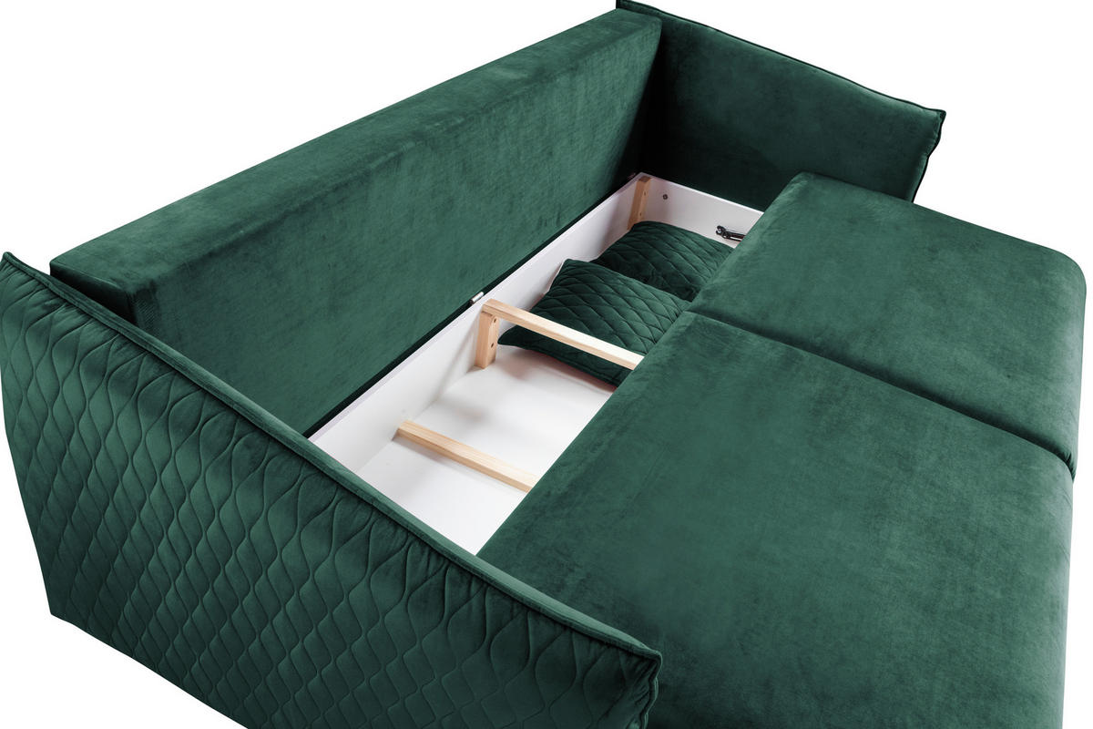 SCHLAFSOFA Samt Grün  - Goldfarben/Grün, Design, Textil/Metall (235/96/104cm) - MID.YOU