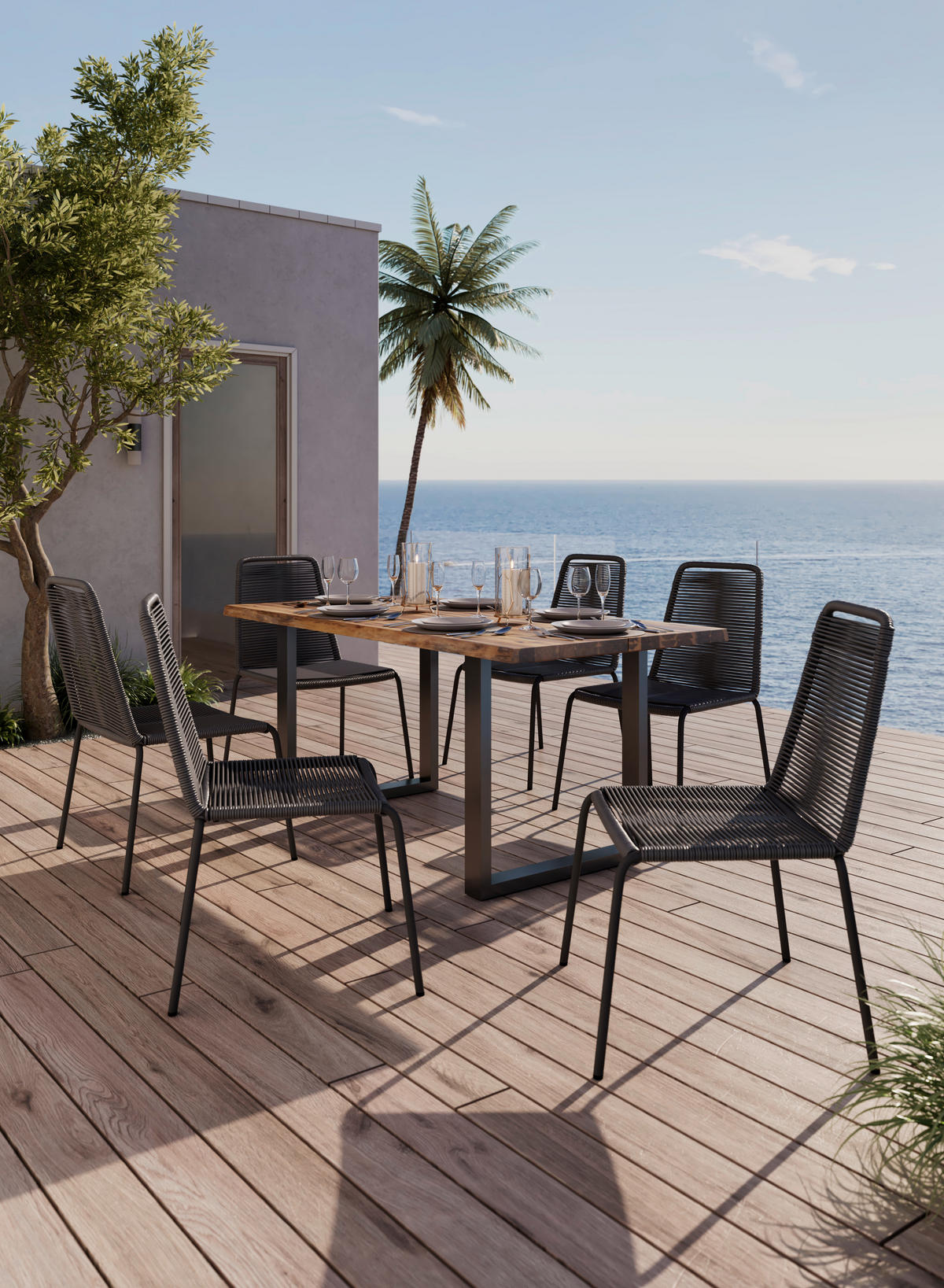 GARTENSTUHL Metall, Kunststoff Schwarz  - Schwarz, Lifestyle, Kunststoff/Metall (61/84,5/57,5cm) - Ambia Garden