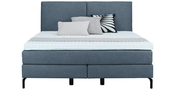 BOXSPRINGBETT 180/200 cm in Blau - Blau/Schwarz, KONVENTIONELL, Textil/Metall (180/200cm) - Dieter Knoll