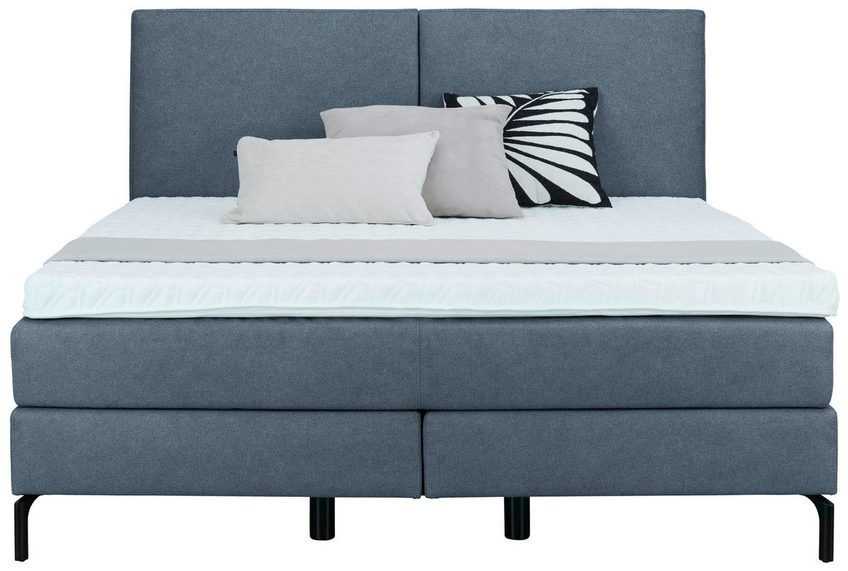 BOXSPRINGBETT 200/200 cm  in Blau  - Blau/Schwarz, Konventionell, Textil/Metall (200/200cm) - Dieter Knoll