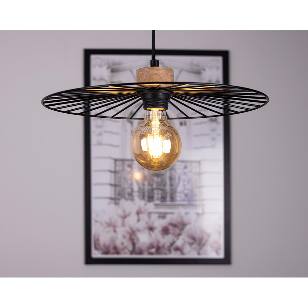 HÄNGELEUCHTE 45/120 cm  - Eichefarben/Schwarz, Design, Holz/Metall (45/120cm)