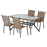 GARTENSET 5-teilig Aluminium 5-teilig  - Graphitfarben/Naturfarben, MODERN, Kunststoff/Metall - Gardenson