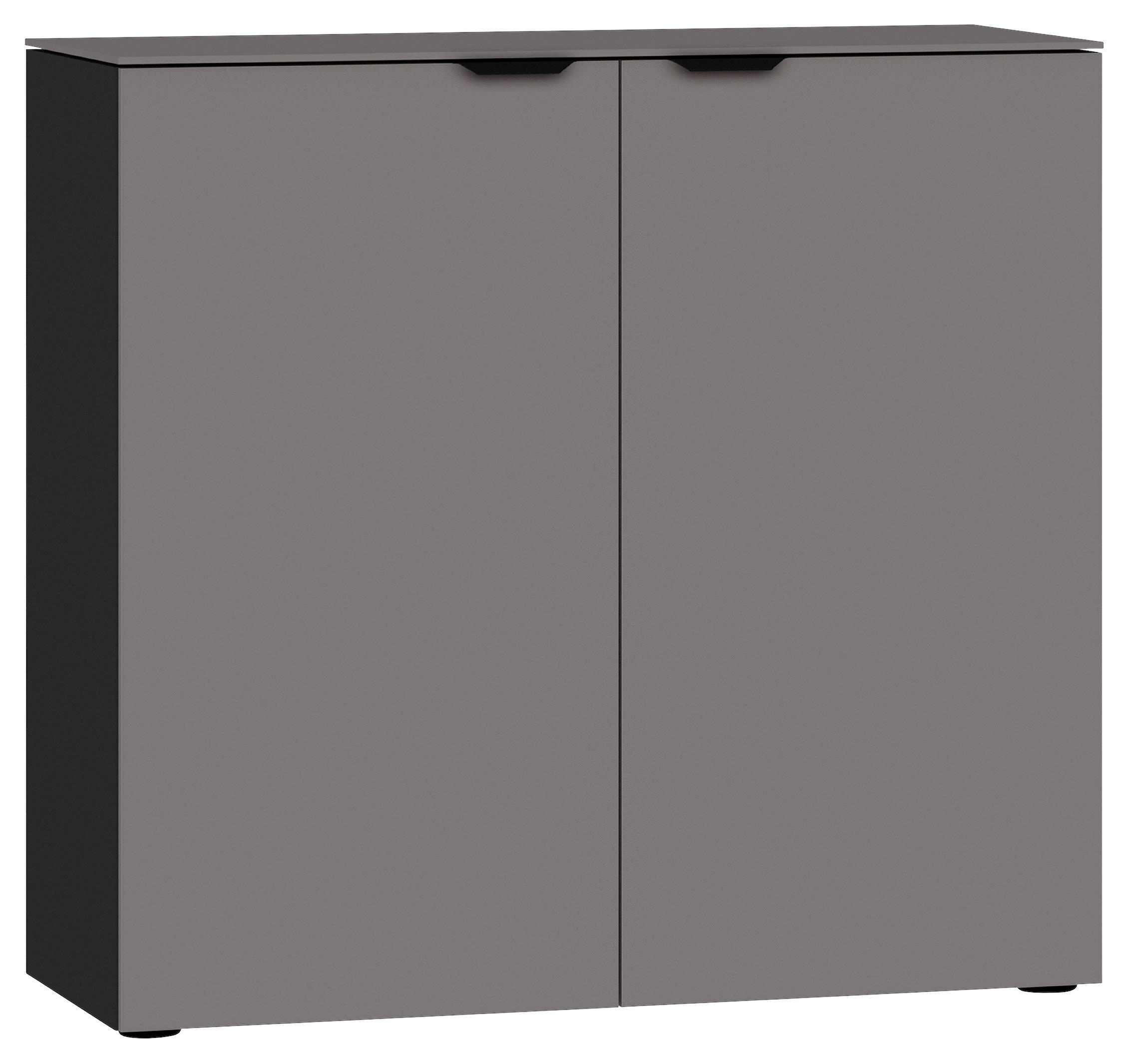 KOMMODE 90/87/43 cm  in Schwarz, Dunkelgrau  - Dunkelgrau/Schwarz, Design, Glas/Holzwerkstoff (90/87/43cm) - Jutzler