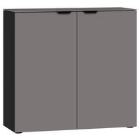 KOMMODE 90/87/43 cm  in Schwarz, Dunkelgrau  - Dunkelgrau/Schwarz, Design, Glas/Holzwerkstoff (90/87/43cm) - Jutzler
