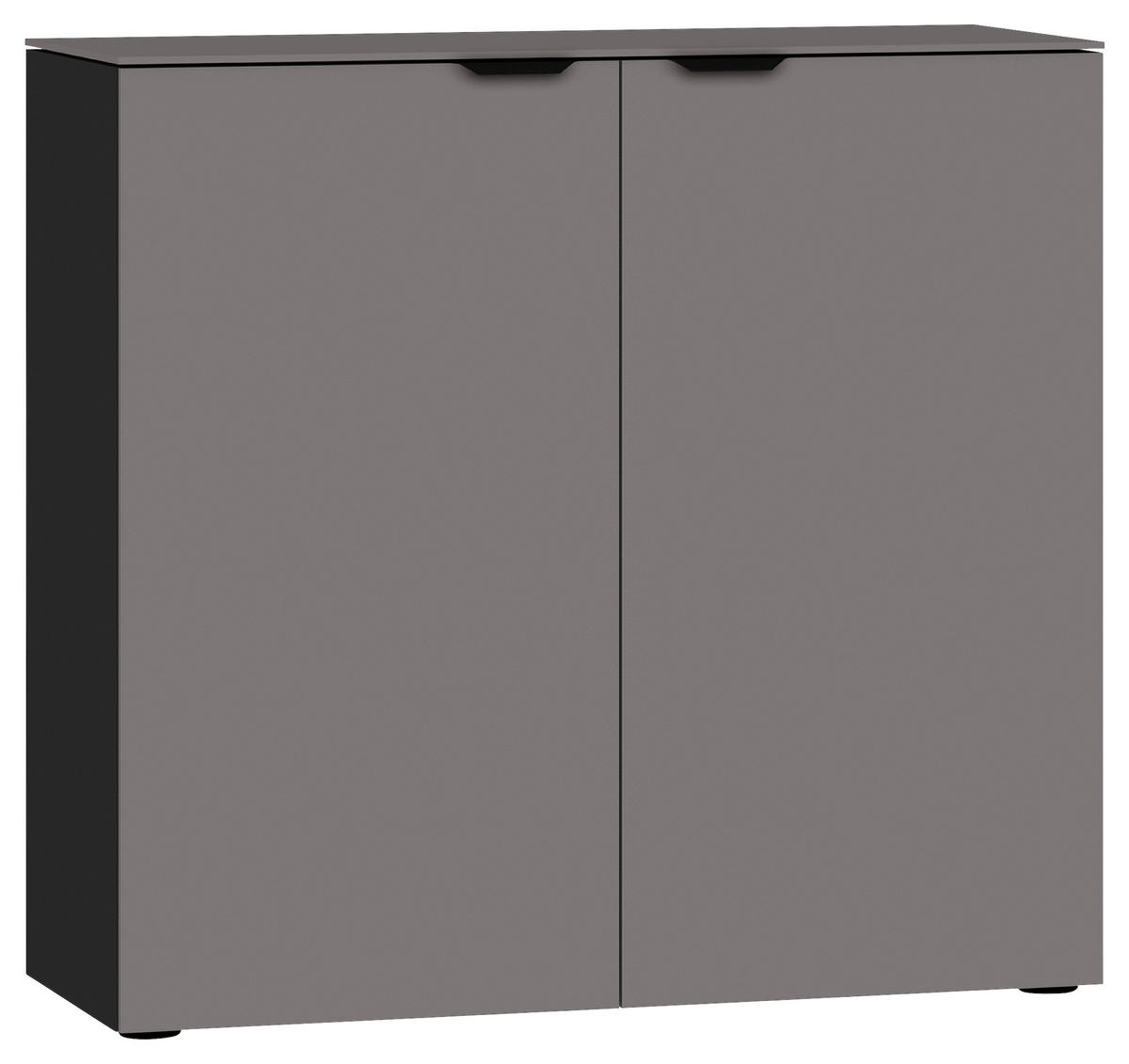 KOMMODE 90/87/43 cm  in Schwarz, Dunkelgrau  - Dunkelgrau/Schwarz, Design, Glas/Holzwerkstoff (90/87/43cm) - Jutzler