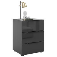 NACHTSCHRANK 45/60/40 cm  - Anthrazit/Anthrazit Hochglanz, Basics, Glas/Holzwerkstoff (45/60/40cm)