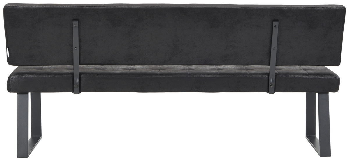 SITZBANK in Metall, Textil Schwarz  - Schwarz, MODERN, Textil/Metall (180/85/56cm) - Livetastic