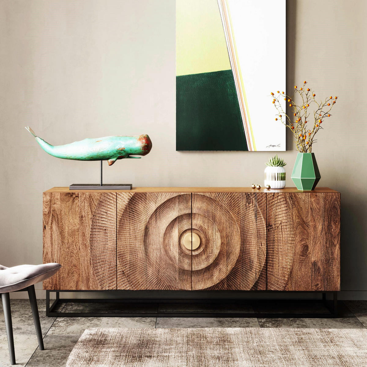 SIDEBOARD  in 177/75/45 cm  - Schwarz/Braun, Holz/Metall (177/75/45cm) - Kare-Design