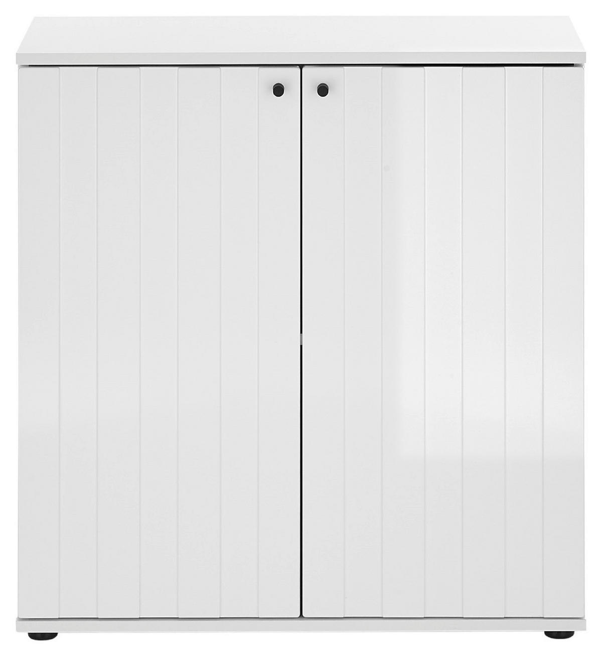 KOMMODE  in 80/83/38 cm  - Weiß Hochglanz/Schwarz, Basics, Holzwerkstoff/Kunststoff (80/83/38cm)