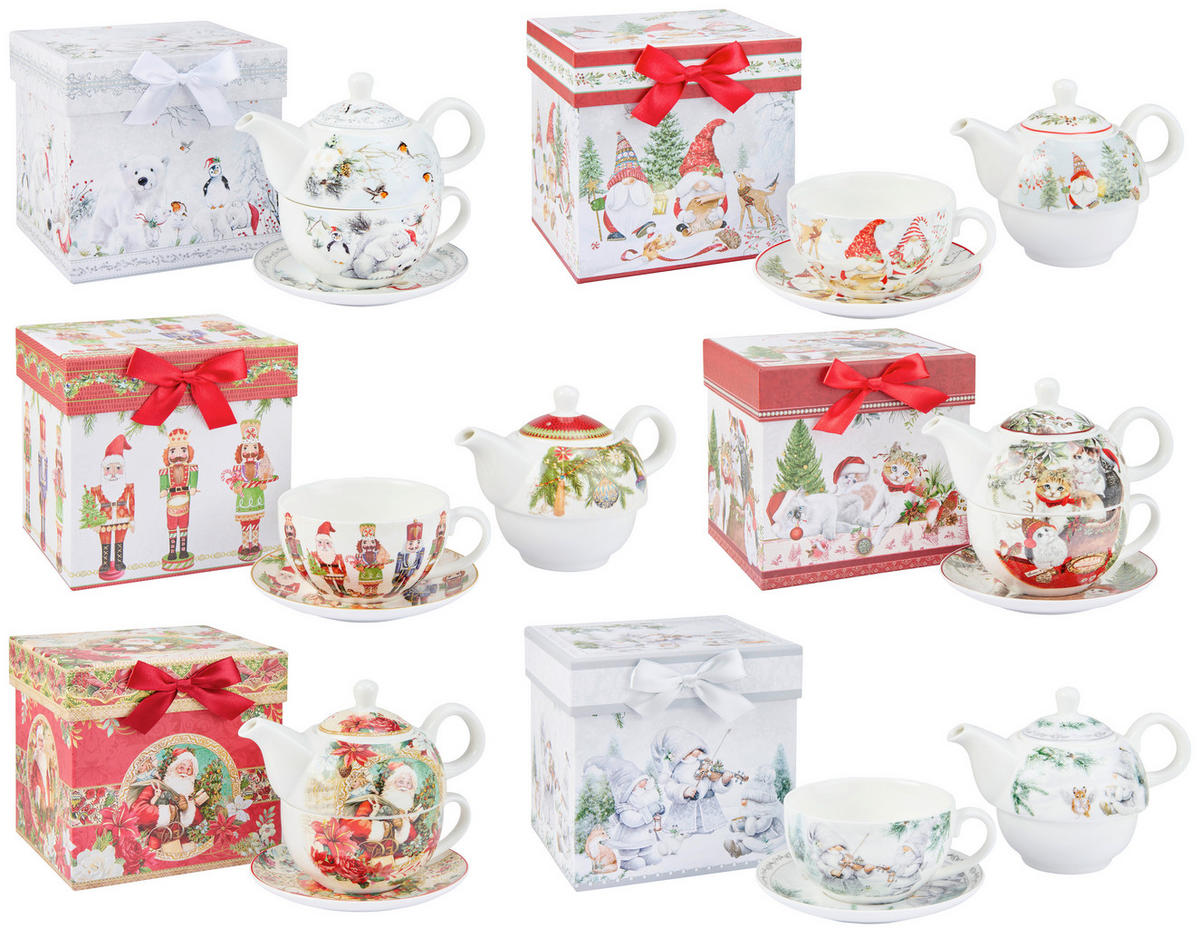 ČAJOVÁ SOUPRAVA PRO JEDNOHO 490 ml - vícebarevná, Trend, keramika (17/14cm) - X-Mas