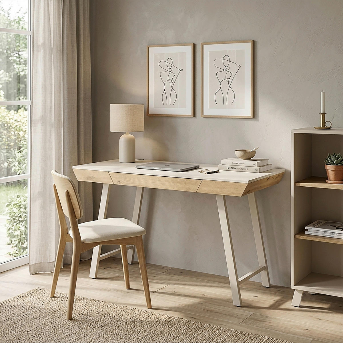 SCHREIBTISCH 140/60/75 cm Eichefarben, Kaschmir  - Kaschmir/Eichefarben, Design, Holzwerkstoff/Metall (140/60/75cm) - Novel