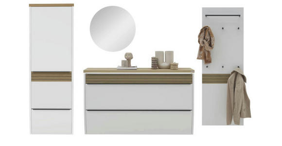 GARDEROBE 4-teilig  in 305/187/31 cm  - Eichefarben/Weiß, Design, Holz/Holzwerkstoff (305/187/31cm) - Dieter Knoll