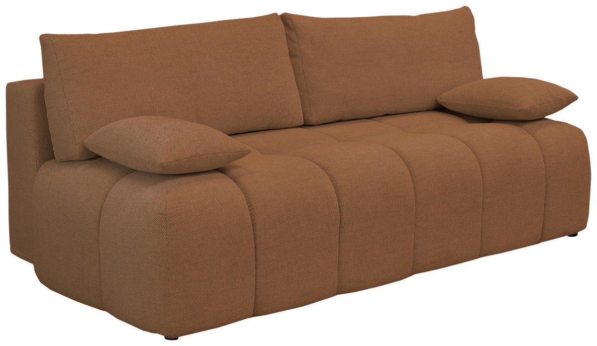 BOXSPRINGSOFA in Chenille Rostfarben  - Rostfarben/Schwarz, MODERN, Kunststoff/Textil (210/72/105cm) - Cantus