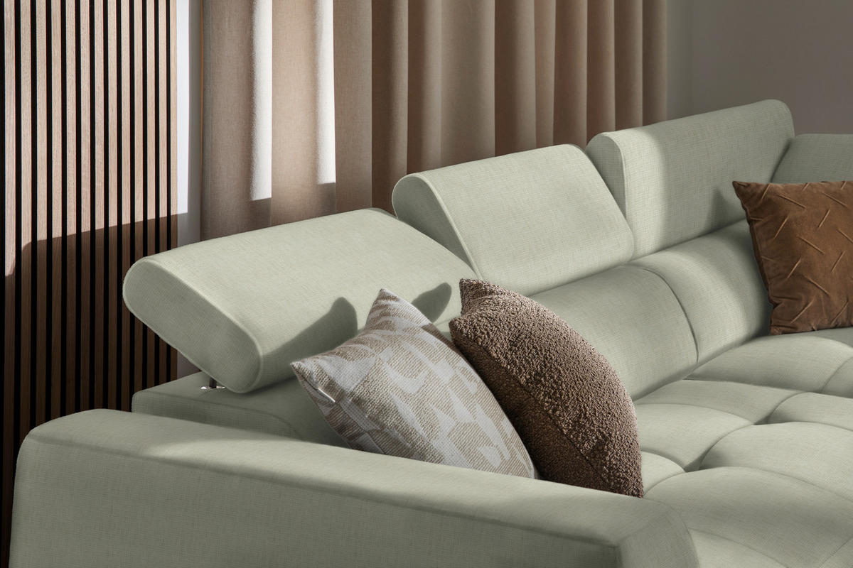 ECKSOFA in Chenille Creme  284/205 cm  - Creme/Schwarz, Design, Kunststoff/Textil (284/205cm) - Xora