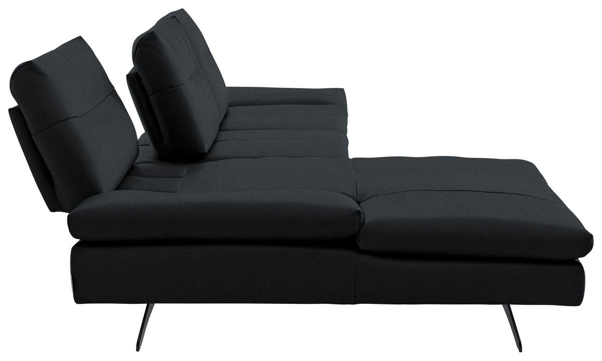 ECKSOFA in Echtleder Schwarz  158/342 cm  - Schwarz, MODERN, Leder/Metall (158/342cm) - Chilliano