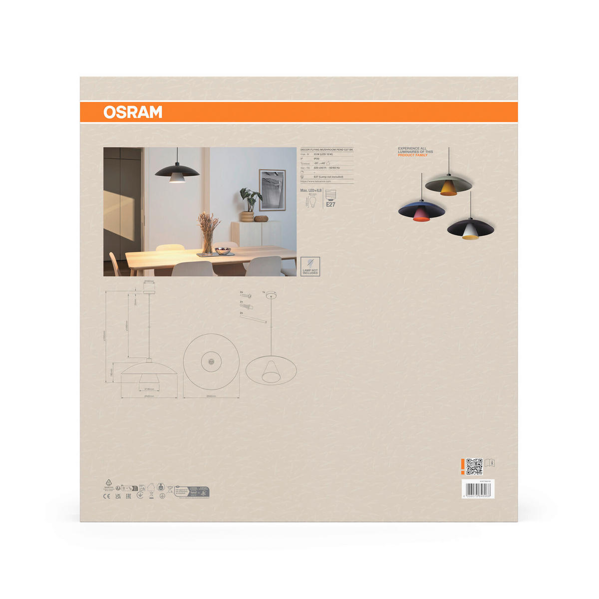 HÄNGELEUCHTE 186/50/125,5 cm  - Schwarz/Weiß, Basics, Metall (186/50/125,5cm) - Osram