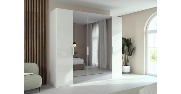 DREHTÜRENSCHRANK 251/223/61 cm,  in Weiß, 5-türig  - Weiß, Basics, Glas/Holzwerkstoff (251/223/61cm) - Novel