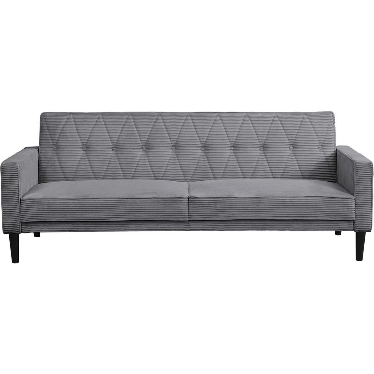 SCHLAFSOFA Cord Grau  - Braun/Grau, Basics, Holz/Textil (213/81/86cm) - Livetastic