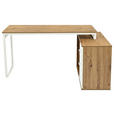 ECKSCHREIBTISCH 156/100/75 cm Silberfarben, Weiß, Eiche Artisan  - Silberfarben/Weiß, Design, Holzwerkstoff/Metall (156/100/75cm) - Carryhome