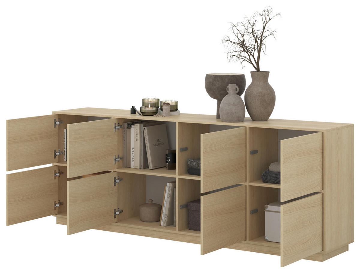 ŠIROKÁ KOMODA, barvy dubu, 220,5/82,5/41,5 cm - barvy dubu, Design, kompozitní dřevo (220,5/82,5/41,5cm) - MID.YOU