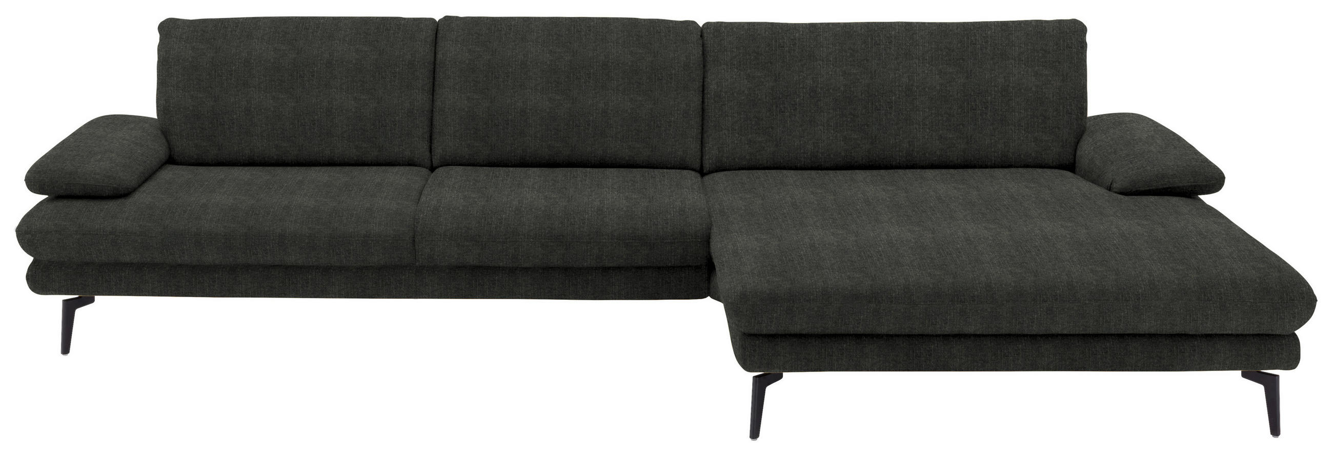 ECKSOFA in Velours Dunkelgrau  - Dunkelgrau/Schwarz, Design, Textil/Metall (310/180cm) - Dieter Knoll