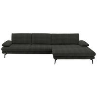 ECKSOFA in Velours Dunkelgrau  - Dunkelgrau/Schwarz, Design, Textil/Metall (310/180cm) - Dieter Knoll