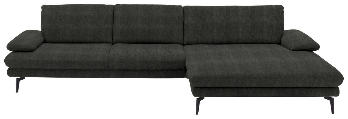 ECKSOFA in Velours Dunkelgrau  - Dunkelgrau/Schwarz, Design, Textil/Metall (310/180cm) - Dieter Knoll