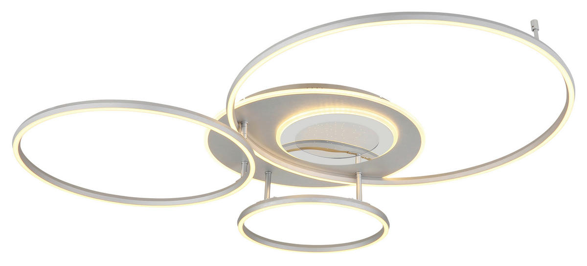 LED-DECKENLEUCHTE Johnson 116,6/86,4/13 cm  - Silberfarben/Opal, Design, Kunststoff/Metall (116,6/86,4/13cm) - Globo