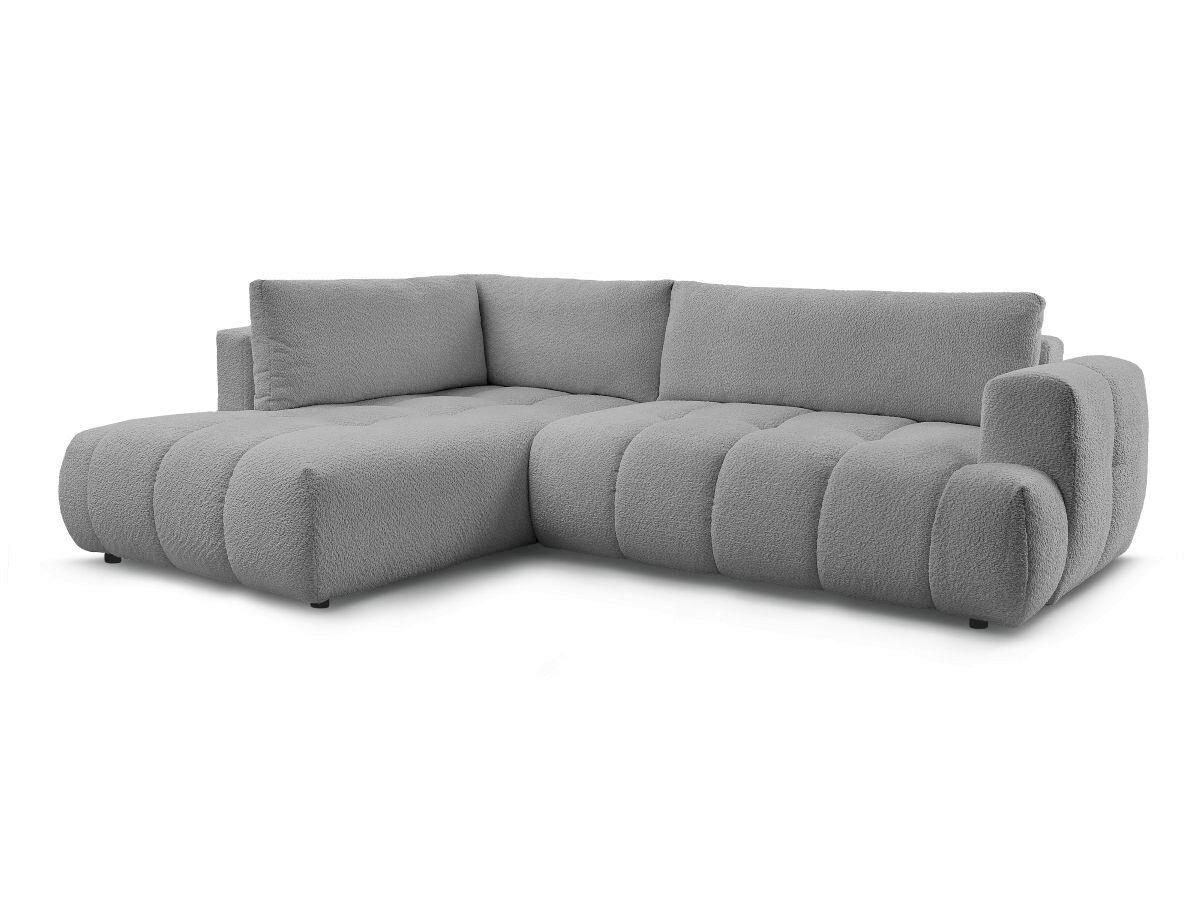 ECKSCHLAFSOFA FUJI Bouclé Dunkelgrau  inkl.  - Dunkelgrau/Schwarz, MODERN, Kunststoff/Textil (204/282cm)