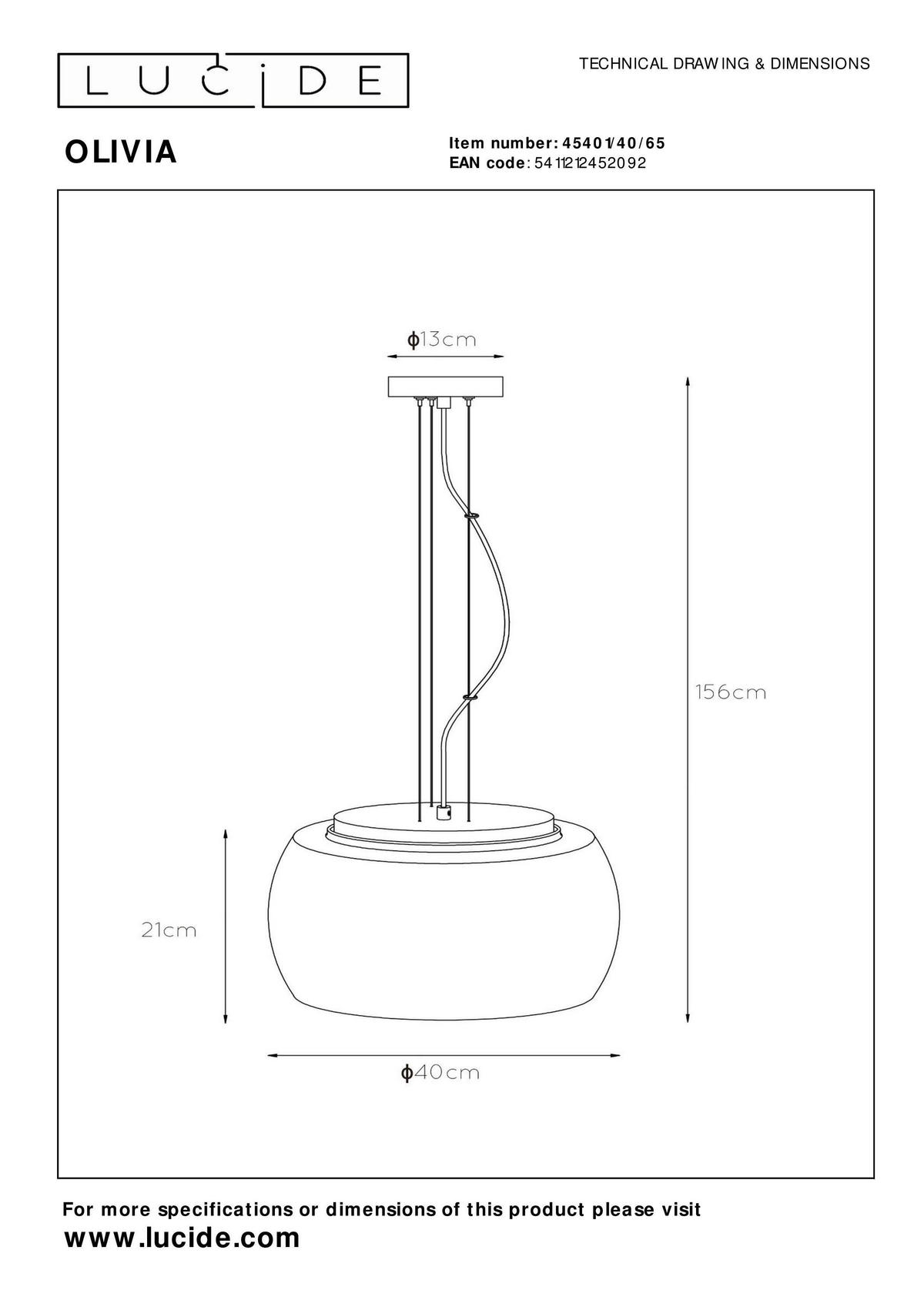 PENDELLEUCHTE OLIVIA 40/40/156 cm   - Design (40/40/156cm) - Lucide