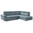 ECKSOFA in Mikrofaser Hellblau  - Chromfarben/Hellblau, KONVENTIONELL, Textil/Metall (271/206cm) - Carryhome