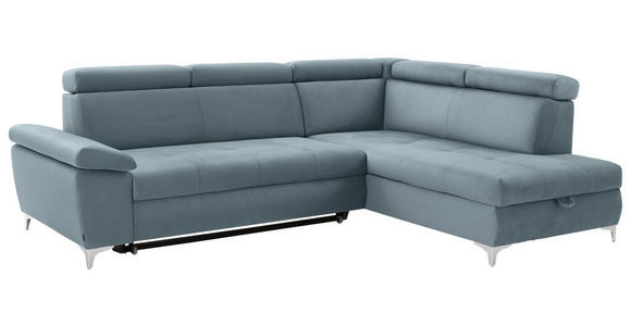 ECKSOFA in Mikrofaser Hellblau  - Chromfarben/Hellblau, KONVENTIONELL, Textil/Metall (271/206cm) - Carryhome