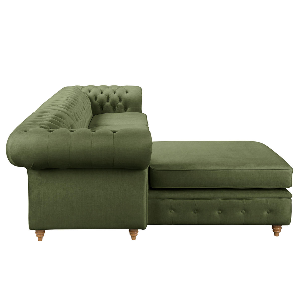 ECKSOFA Mikrofaser Dunkelgrün  - Dunkelgrün/Braun, Design, Holz/Textil (182/284cm) - P & B