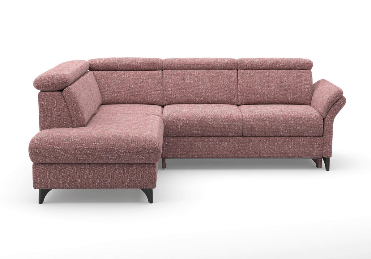 ECKSOFA GLENDALE E Aubergine Chenille  - Aubergine/Schwarz, KONVENTIONELL, Textil/Metall (193/247cm) - Sit & More