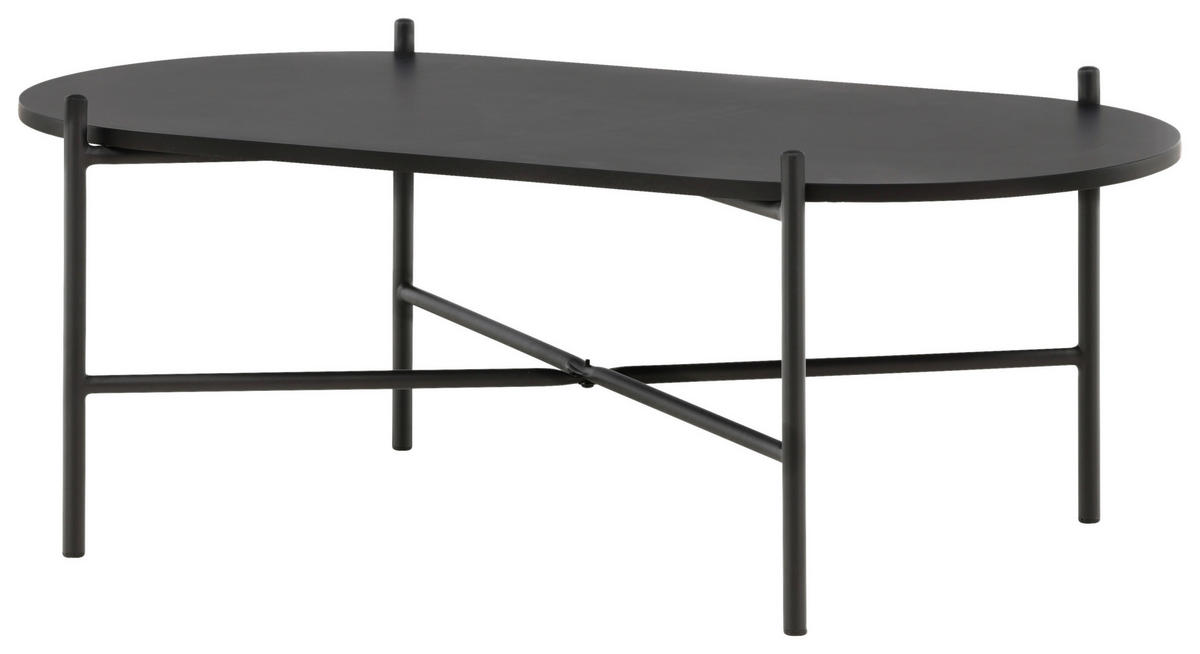 COUCHTISCH 120/60/45 cm oval Schwarz  - Schwarz, Design, Holzwerkstoff/Metall (120/60/45cm) - Livetastic