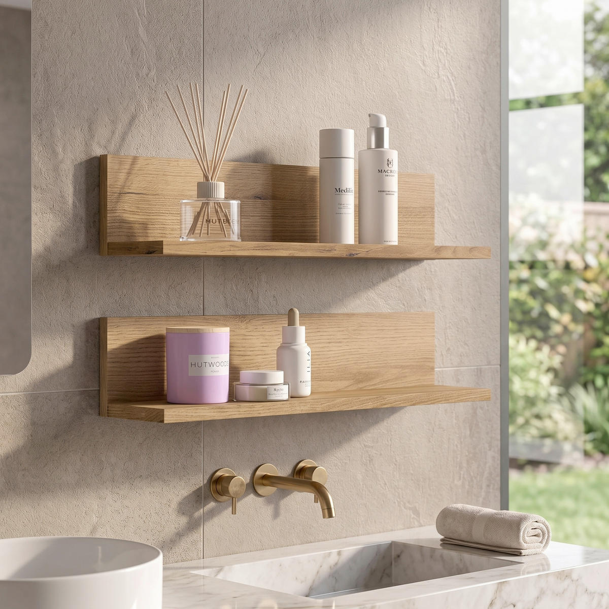 BADEZIMMERREGAL 51/12/14 cm  - Eichefarben, Trend, Holzwerkstoff (51/12/14cm) - MID.YOU