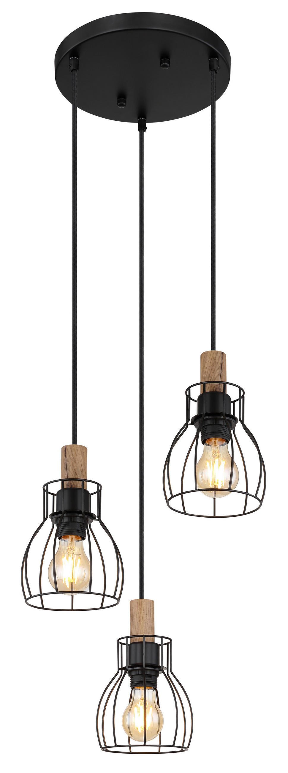 HÄNGELEUCHTE 35,5/120 cm   - Dunkelbraun/Schwarz, KONVENTIONELL, Holz/Metall (35,5/120cm) - Globo