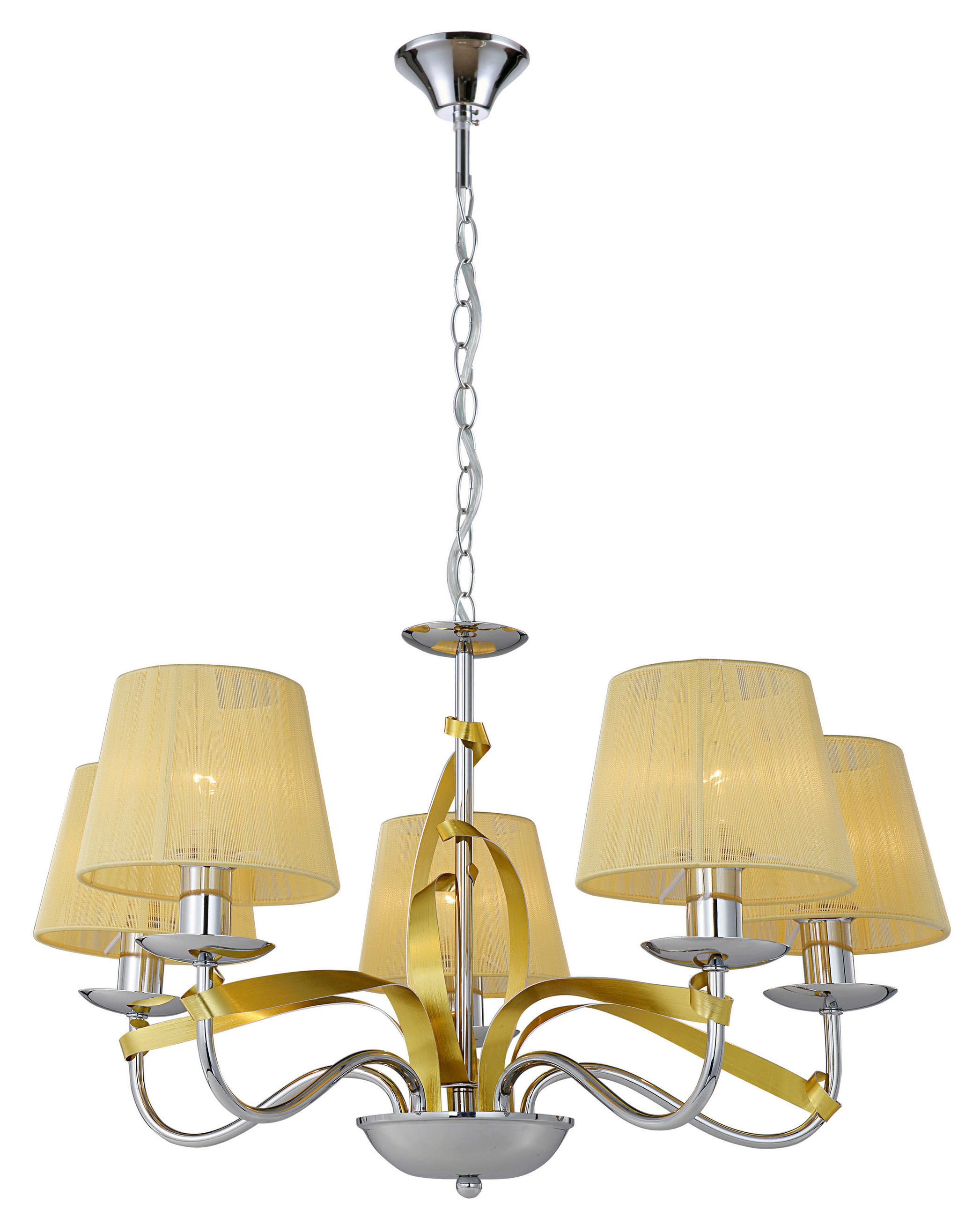 XXXLutz Pendelleuchte Diva Chrom, Gold 60x100x60 cm