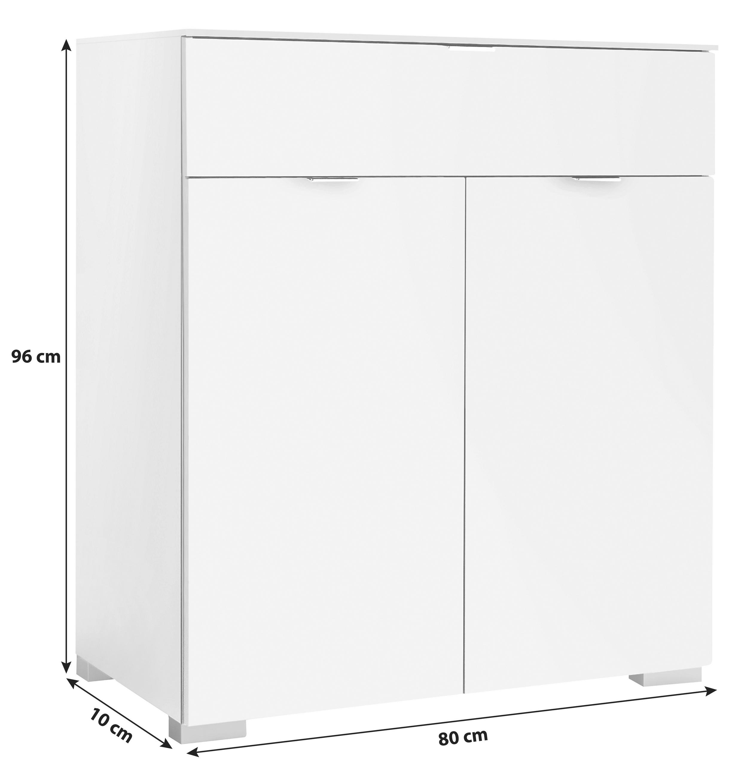 KOMMODE  in 80/96/40 cm  - Alufarben/Weiß, Holzwerkstoff/Kunststoff (80/96/40cm) - Moderano