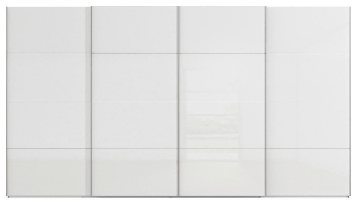SCHWEBETÜRENSCHRANK 360/236/68 cm 4-türig Weiß  - Alufarben/Weiß, Basics, Glas/Holzwerkstoff (360/236/68cm) - Novel