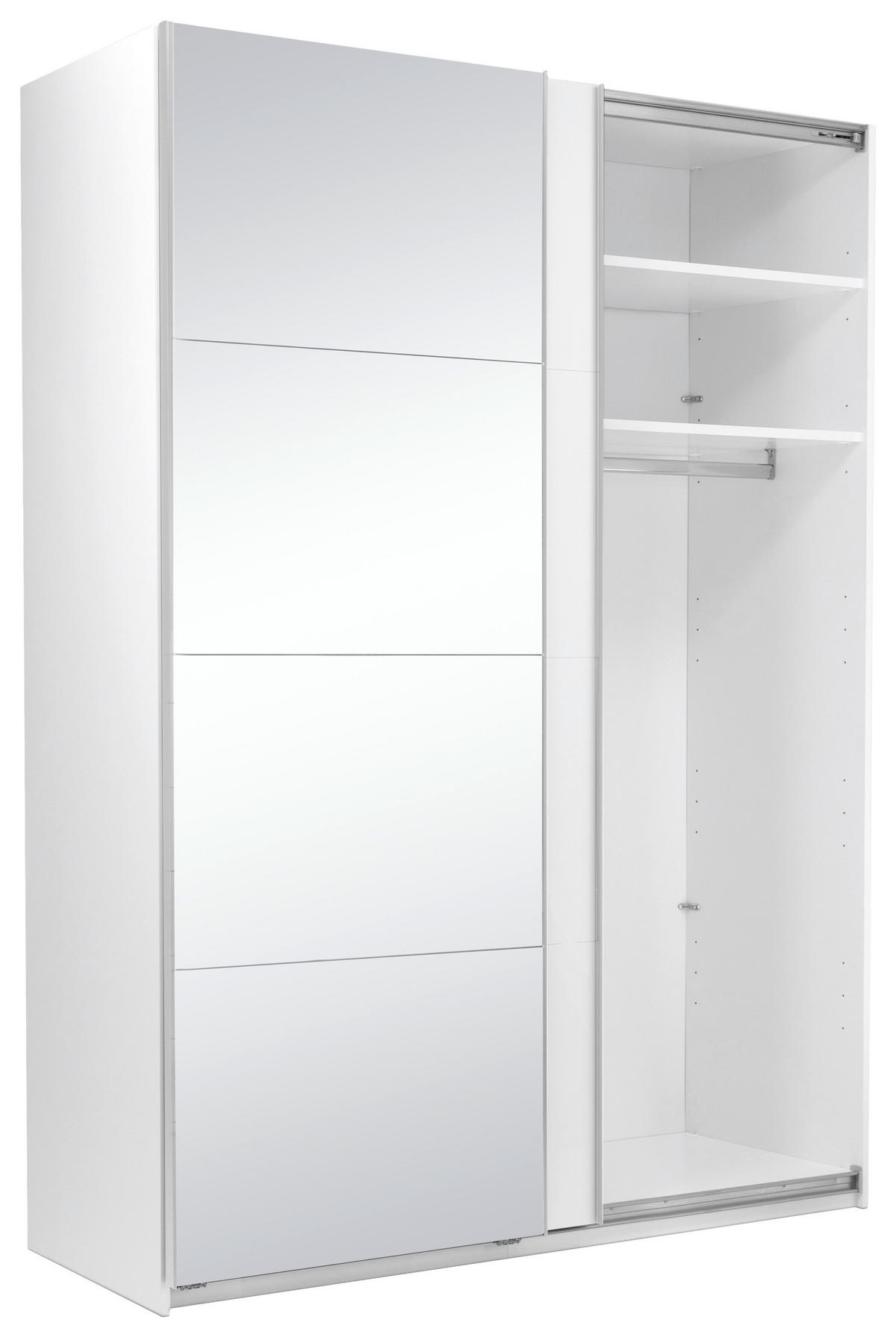 SCHIEBETÜRENSCHRANK 150/210/62 cm 2-türig Weiß  - Weiß Hochglanz/Alufarben, MODERN, Holzwerkstoff/Metall (150/210/62cm) - MID.YOU