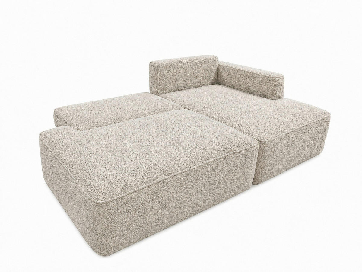 ECKSOFA FREDO Beige Bouclé  - Beige/Schwarz, Design, Kunststoff/Textil (233/150cm) - MID.YOU