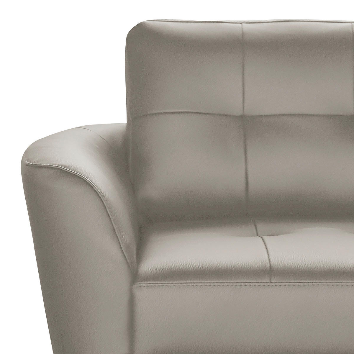 ECKSOFA in Lederlook Echtleder Platinfarben  - Platinfarben/Buchefarben, Design, Leder/Holz (236/190cm) - Livetastic