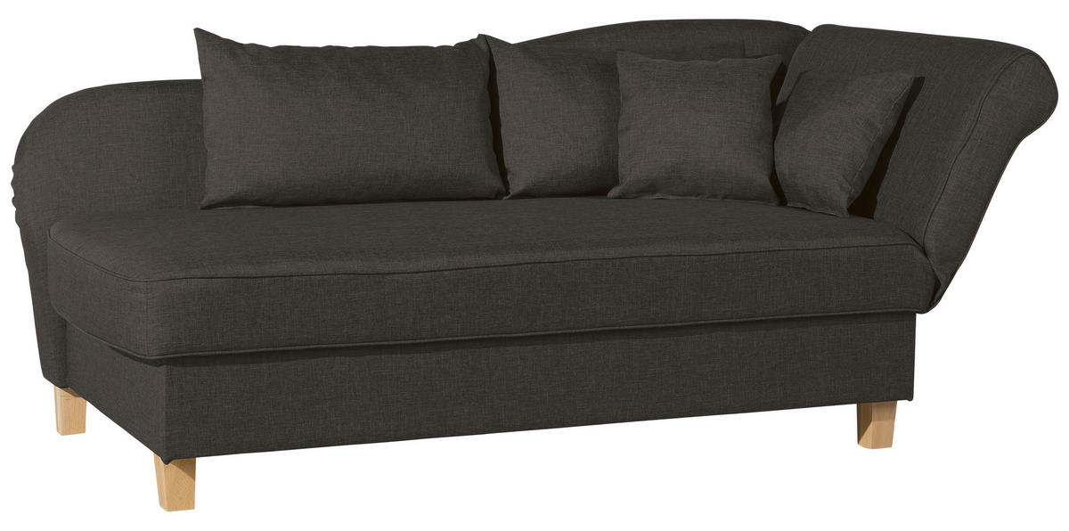 RÉCAMIERE in Flachgewebe Dunkelbraun  - Dunkelbraun/Buchefarben, Design, Holz/Textil (190/88/82cm) - Max Winzer