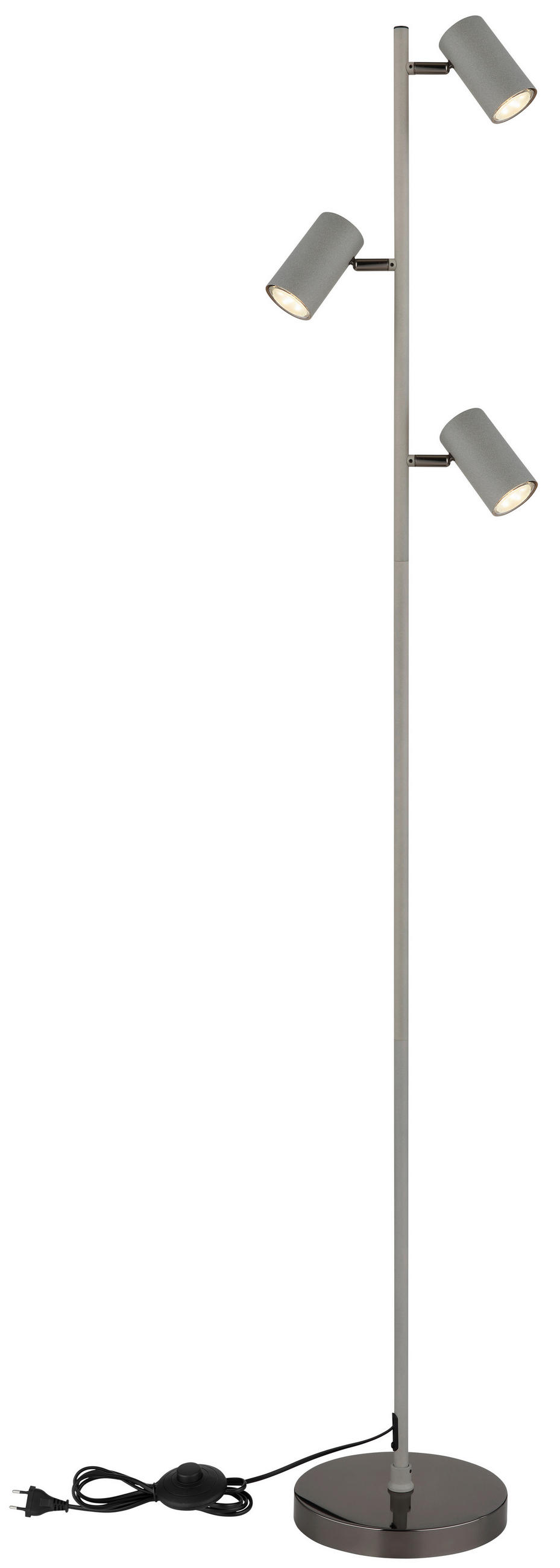 STEHLEUCHTE - Schwarzchrom/Grau, Design, Kunststoff/Metall (21,5/23/154cm) - Globo